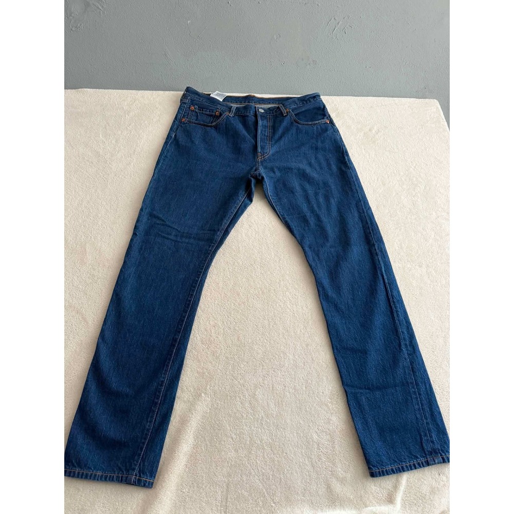 Levi's Mens W32 L32 Tagged blue Jeans 501 Original Straight Leg Button Fly Denim